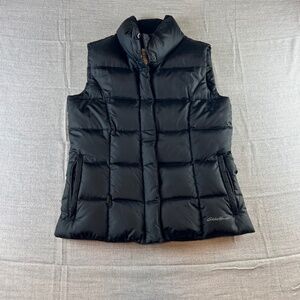 Eddie Bauer Goose Down Puffer Vest  Black Sz S Outdoor Hiking Old Money